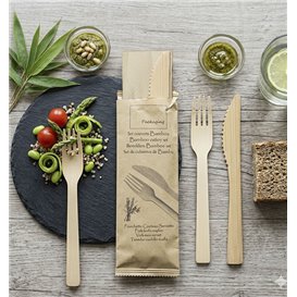Bamboo Cutlery set Fork, Knife and Napkin 17cm (288 Units)