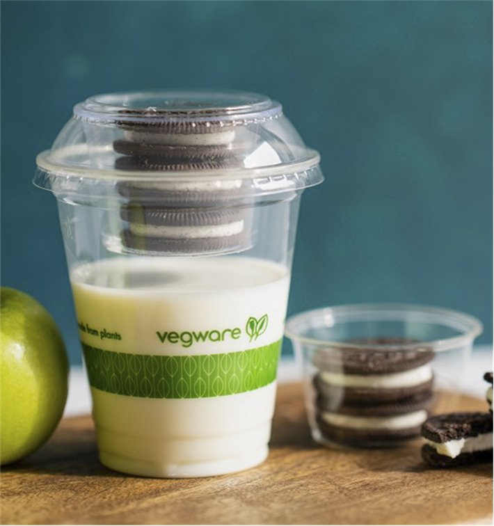 PLA combo lid Series 96 with topping compartment for cold foods