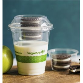 Flat Dome Lid for Compostable PLA Tub "Bella pot" Transparent Ø9,6cm (1000 Units)