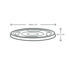 Lid para Compostable PLA Tub "Bella pot" Transparent Ø9,6cm (1000 Units)