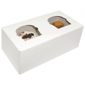 Paper Cupcake Box 2 Slots White 19,5x10x7,5cm (160 Units)