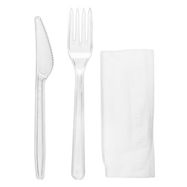 Reusable PS Cutlery Set Fork, Knife and Napkin (25 Units)