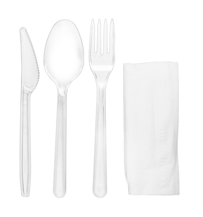 Reusable PS Cutlery Set Fork, Knife, Spoon and Napkin (500 Units)