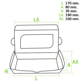 Paper Take-out Container "Premium" 19x10x3,5cm 480ml (400 Units)
