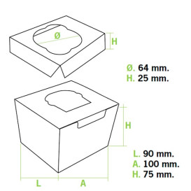 Paper Cupcake Box 1 Slot 11x10x7,5cm (200 Units)