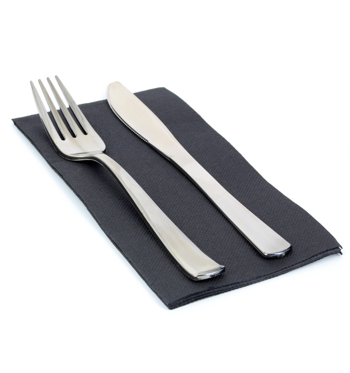 Paper Napkin Double Point Black 1/8 40x40cm 