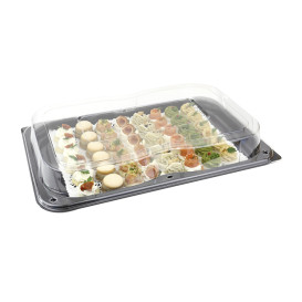 Plastic Tray with Lid Black 46x30 cm (25 Units) 